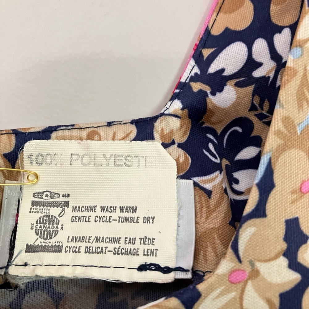 Vintage dress 70s 80s D’Allairds floral print square neck women’s size large - Picture 16 of 16